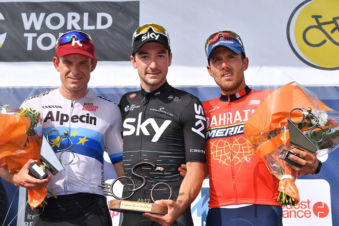 The final podium at the Bretagne Classic