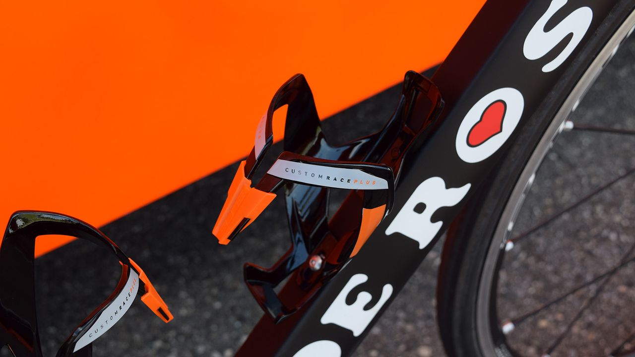 Team colour-coordinated Elite Custom Race Plus bottle cages