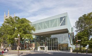 Grand hall exterior with large glass panes