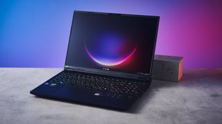 A black Acer Predator Helios Neo 16 AI gaming laptop