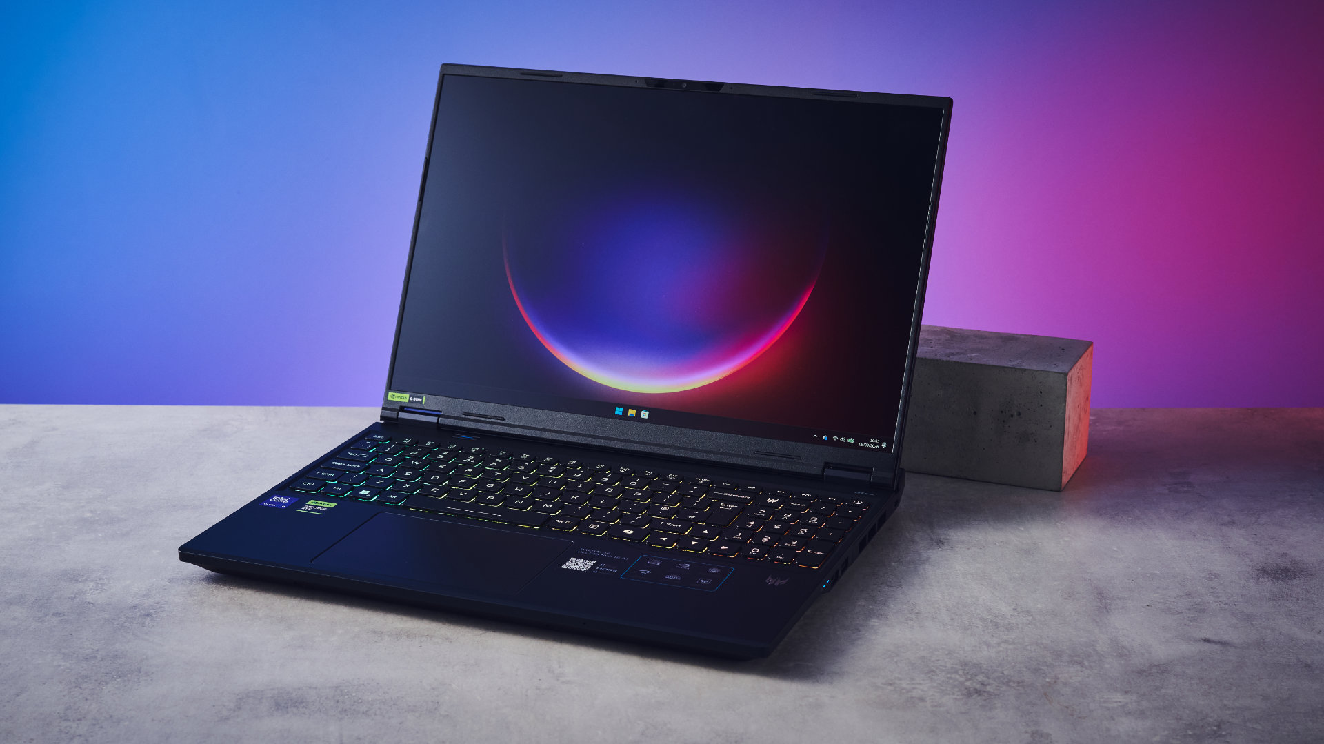 A black Acer Predator Helios Neo 16 AI gaming laptop