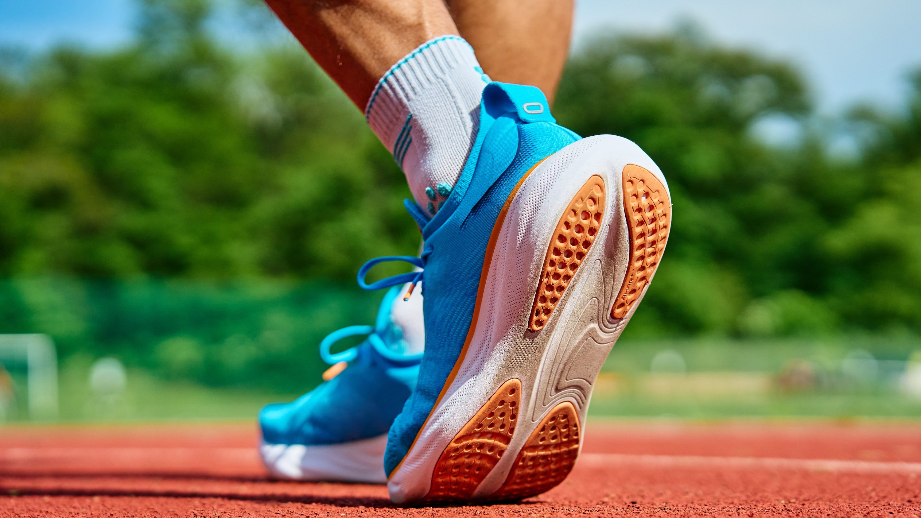 a running shoe on a track
