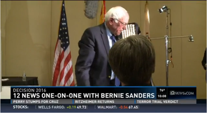 Bernie Sanders walks out.
