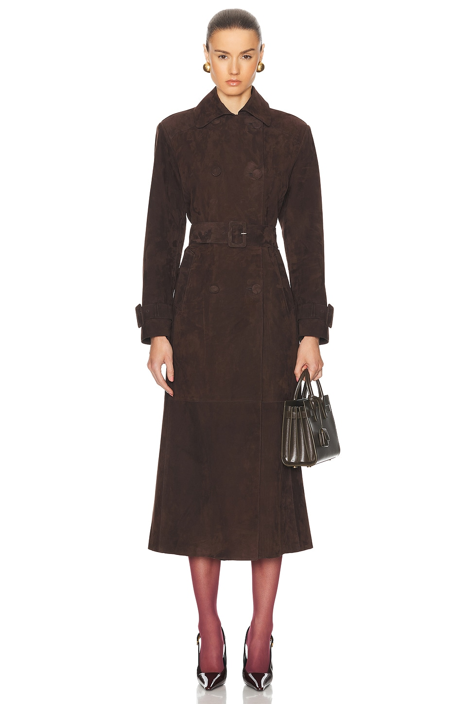Nour Hammour Tate Suede Trench Coat