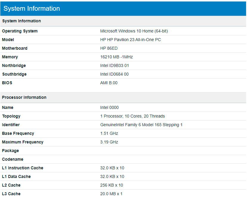 10-Core Comet Lake-S Processor
