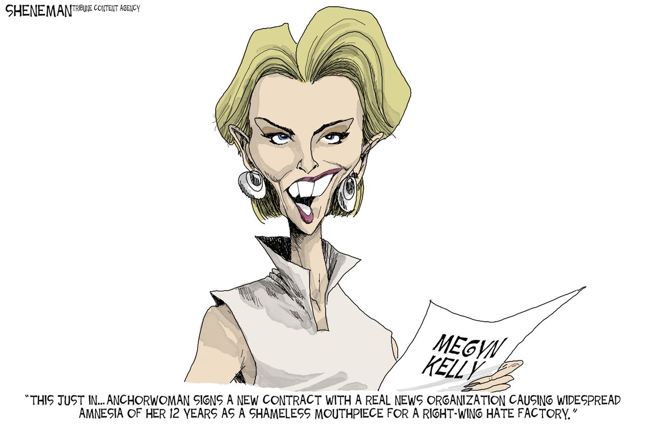 Editorial cartoon U.S. Megyn Kelly NBC Fox