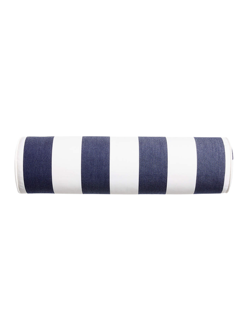 Sunbrella &reg; Canvas Navy Cabana Stripe Bolster Outdoor Throw Pillow