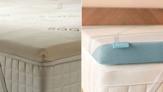 The Saatva High-Density Mattress Topper and Tempur-Pedic Tempur-Adapt Mattress Topper side by side