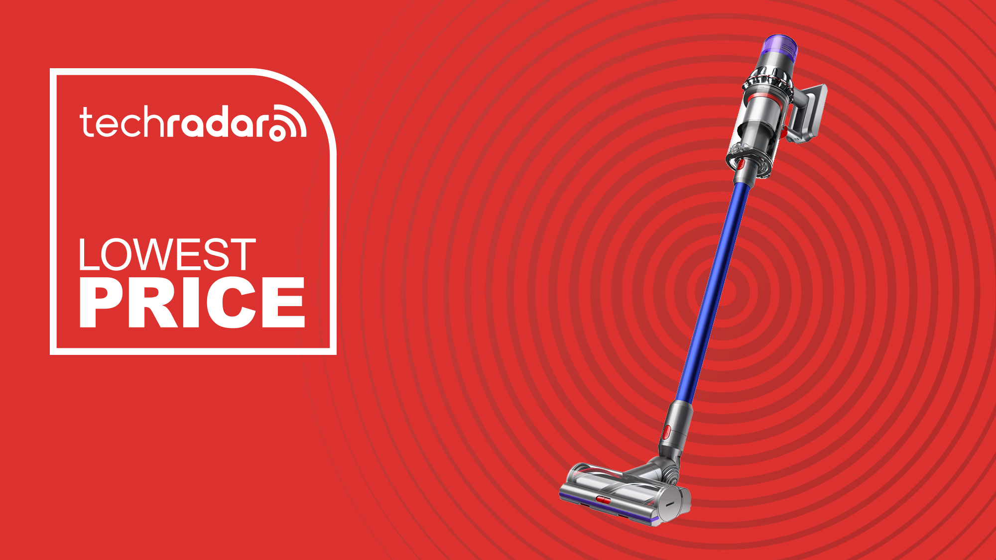 Dyson V11 on a red background with the text lowest price