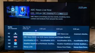 The Roku Streaming Stick 4K's live tv section