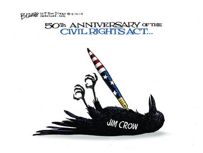 Editorial cartoon Civil Rights Act anniversary