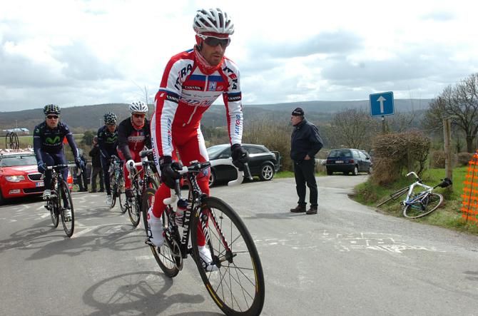 Daniel Moreno (Katusha) gets ready for Liege-Bastogne-Liege