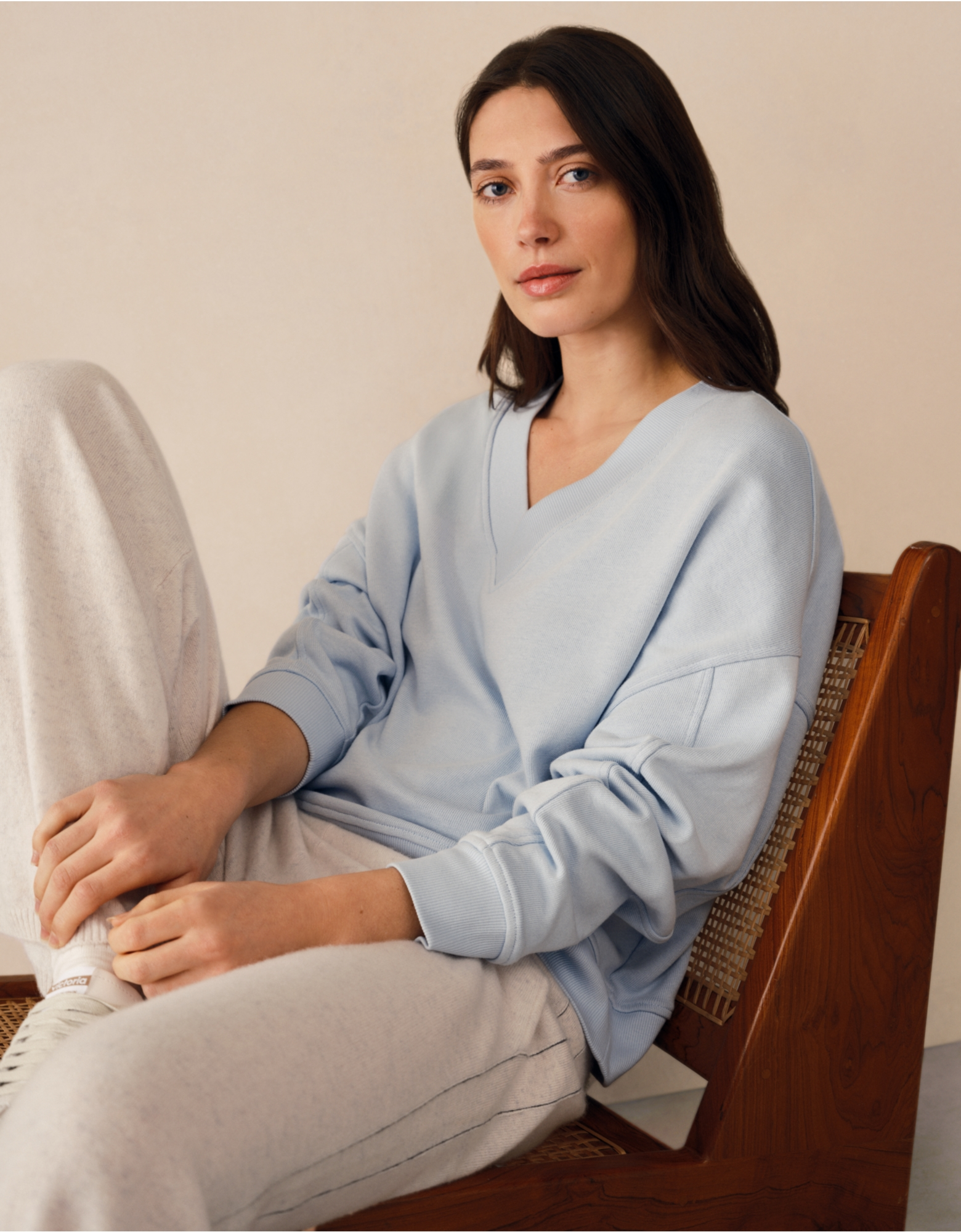 The White Company UK, The Ultimate Double V-Neck Sweatshirt