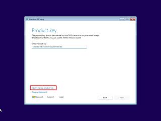 Windows 11 product key option