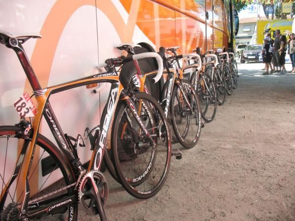 The Euskaltel-Euskadi Orbea bikes
