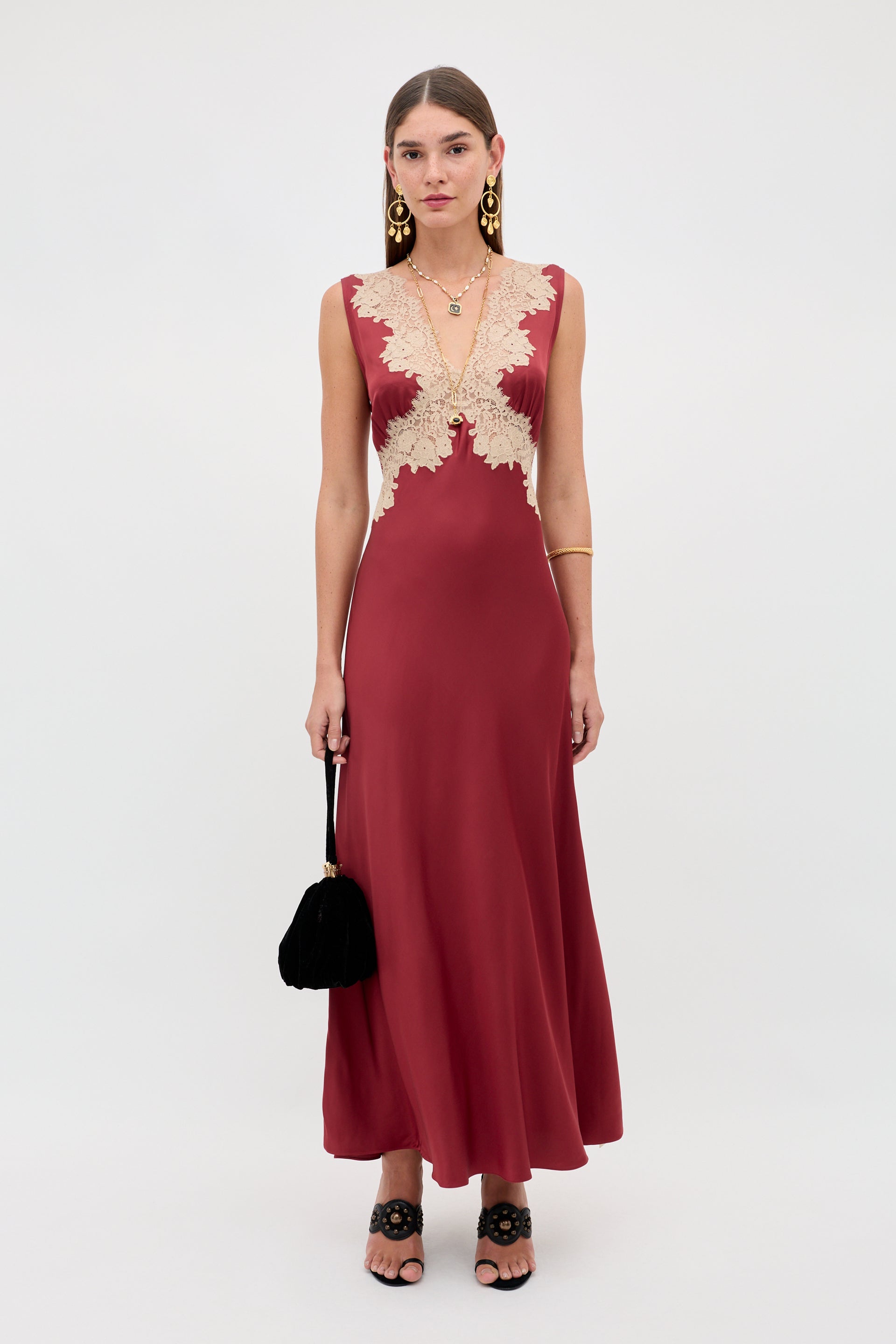 Lysandra Satin Dress in Red Rose