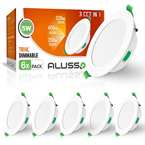 Alusso Led Downlights 5w Led Recessed Ceiling Lights Dimmable 3cct 6 Pack