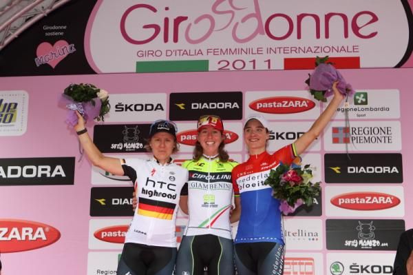 The top three on stage 5: Ina Teutenberg, Nicole Cooke and Marianne Vos
