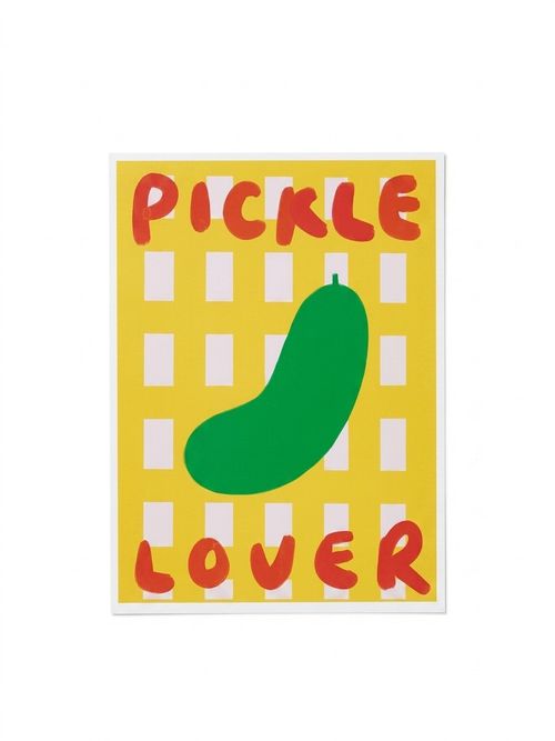 Pickle Lover Yellow Framed Wall Art 