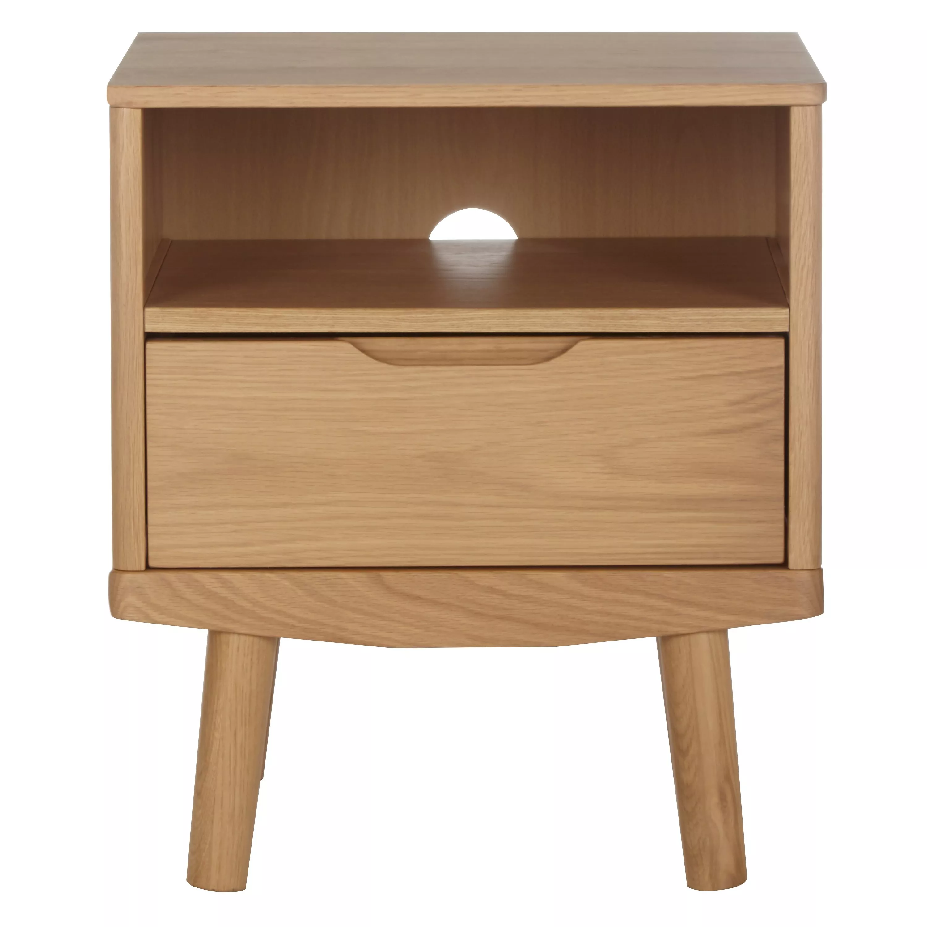 John Lewis Bow 1 Drawer Bedside Table, Natural