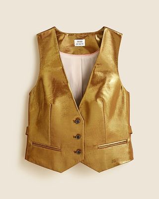 Christopher John Rogers X J.crew Classic-Fit Vest in Gold Lamé