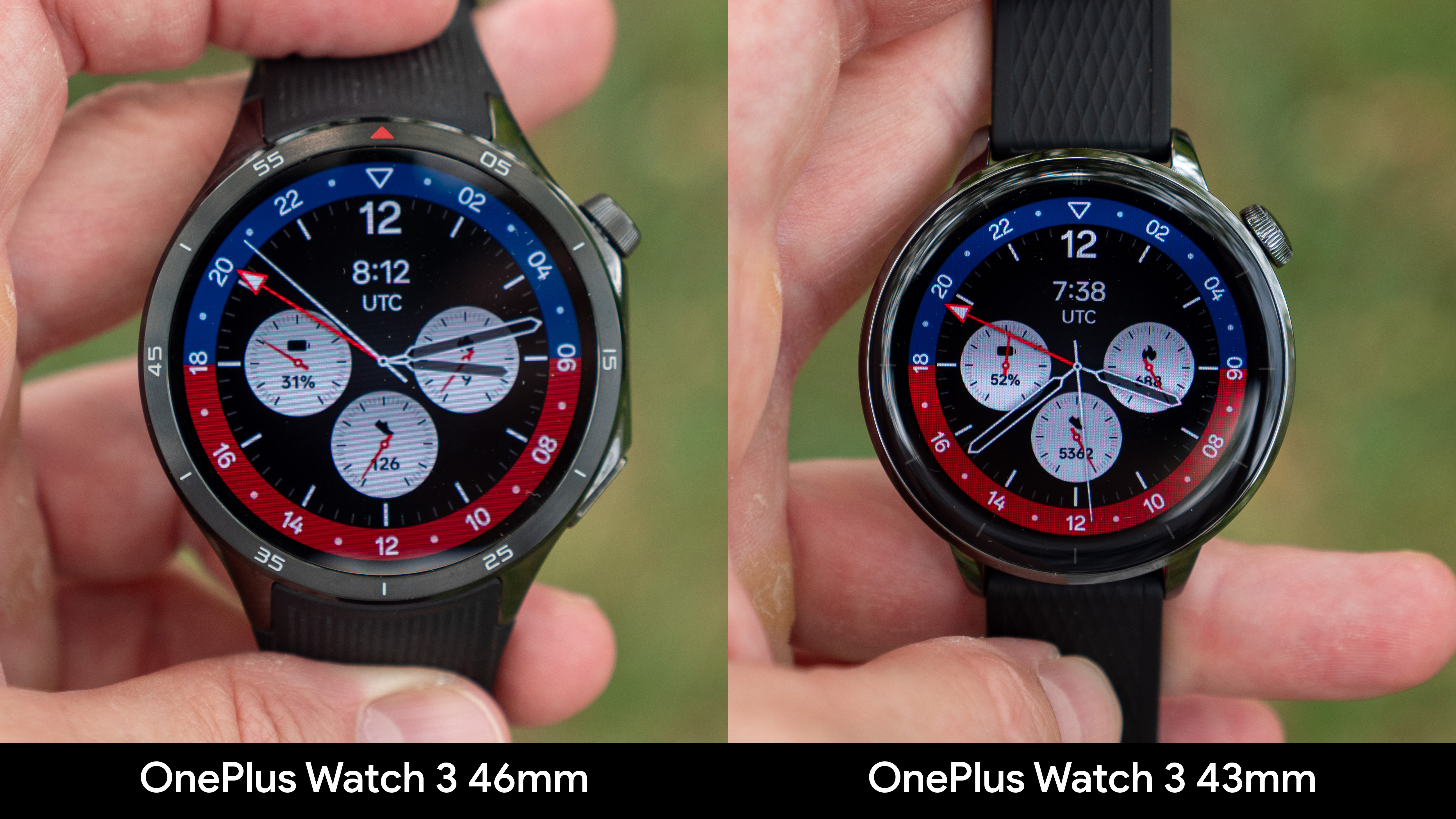 Comparing the sizes and shapes of the OnePlus Watch 3 and OnePlus Watch 3 43mm