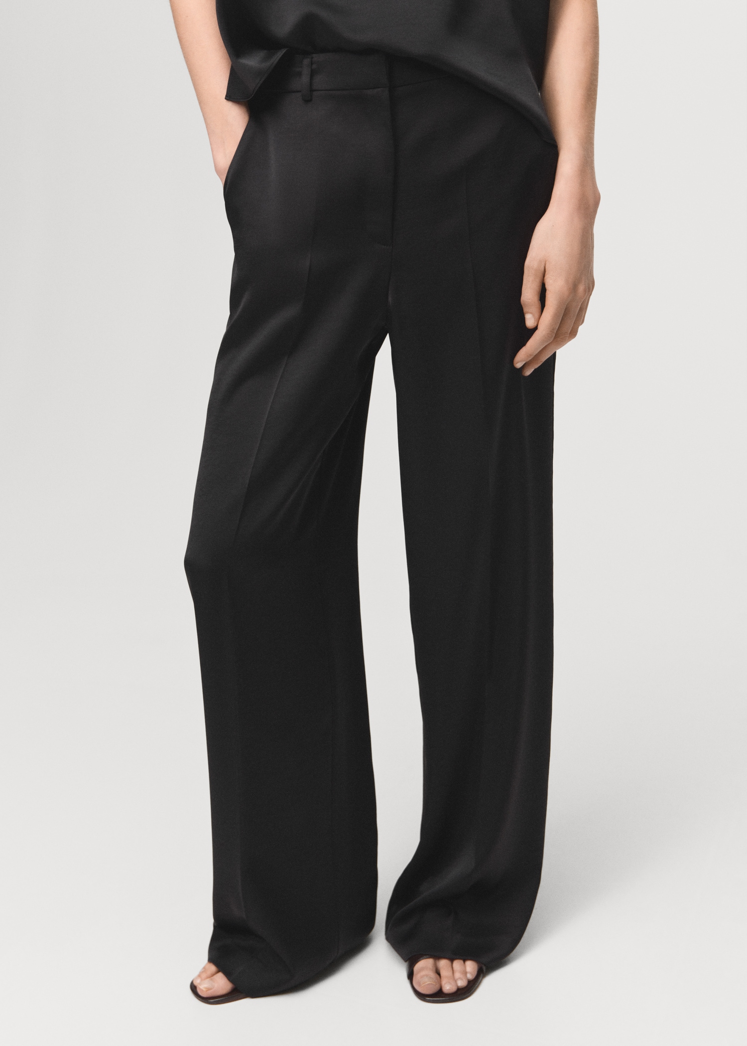 Satin Straight-Fit Trousers - Women | Mango United Kingdom