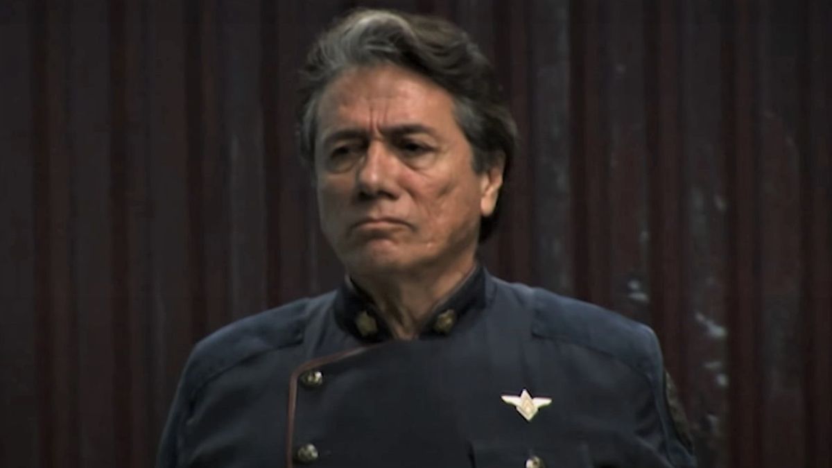 Edward James Olmos on Battlestar Galactica.