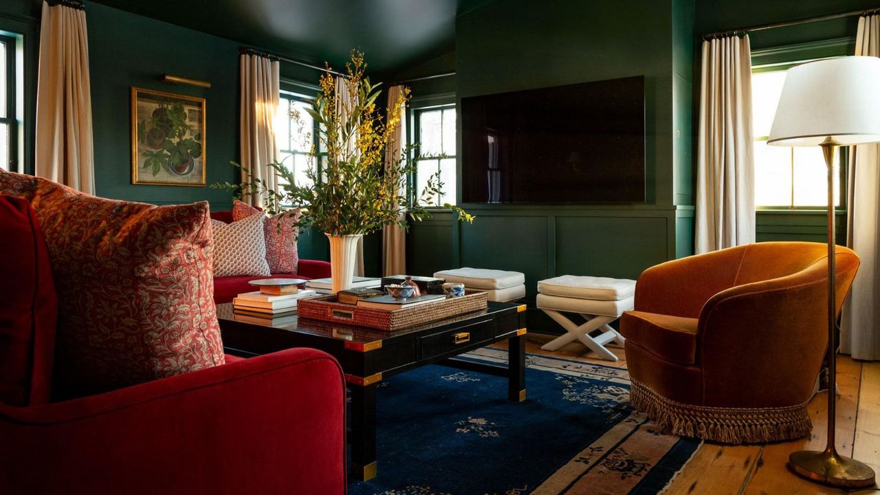 Dark green living room