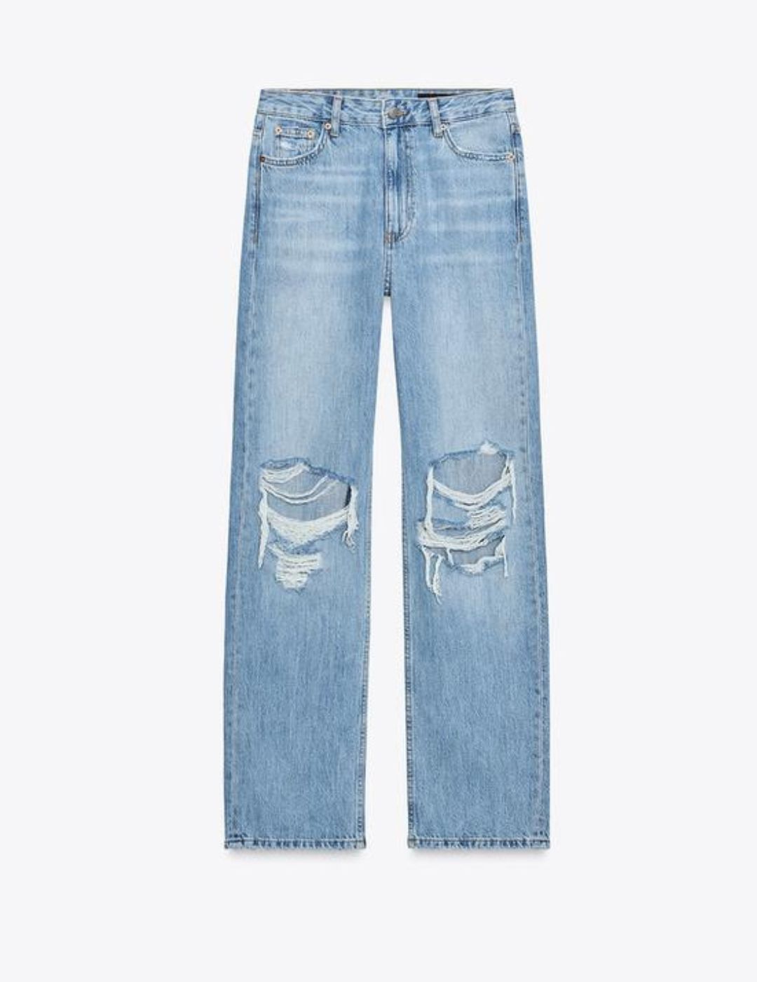 Zara, Straight Ripped Leg Jeans 
