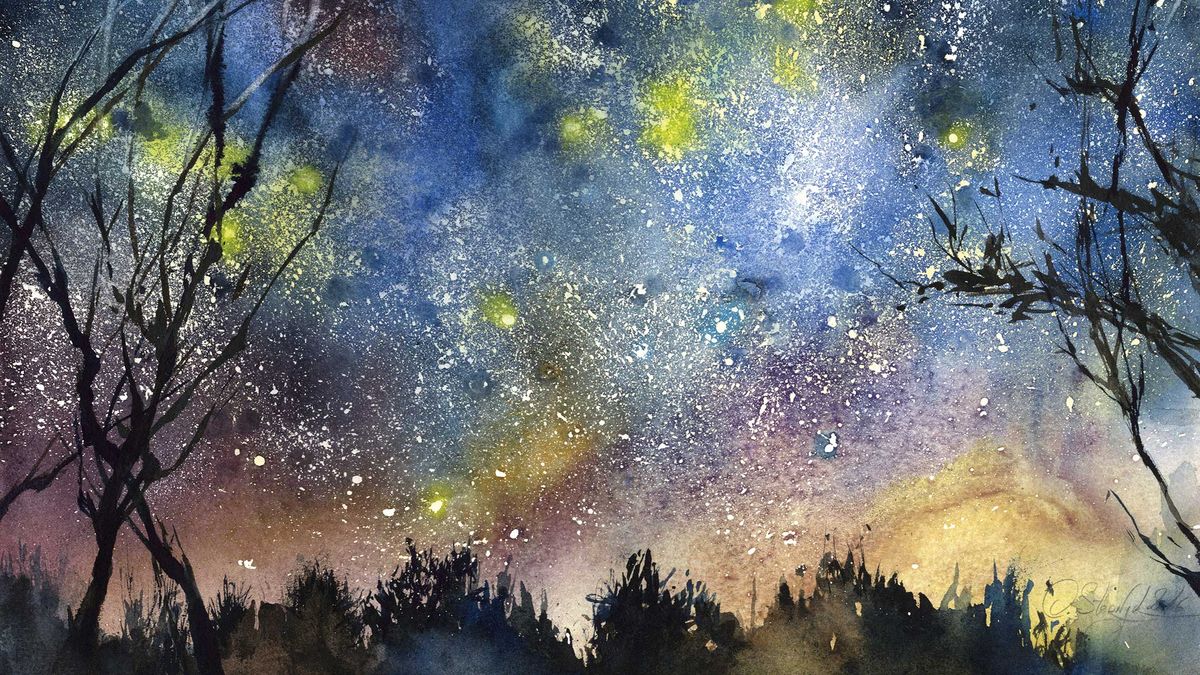 Three steps to a sparkling night sky in watercolour