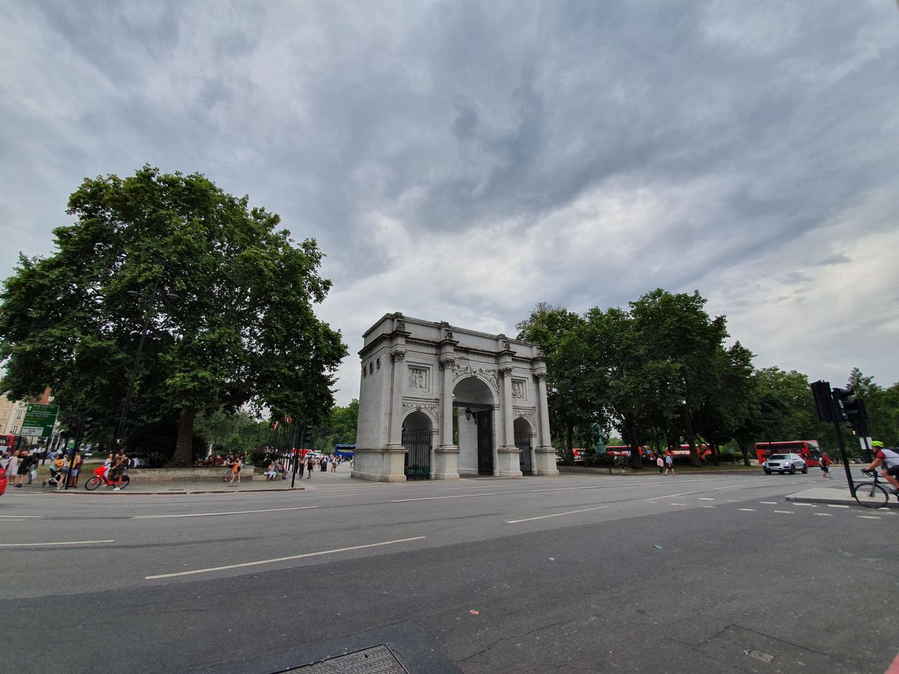 An ultra-wide-angle photo without distortion correction activated.