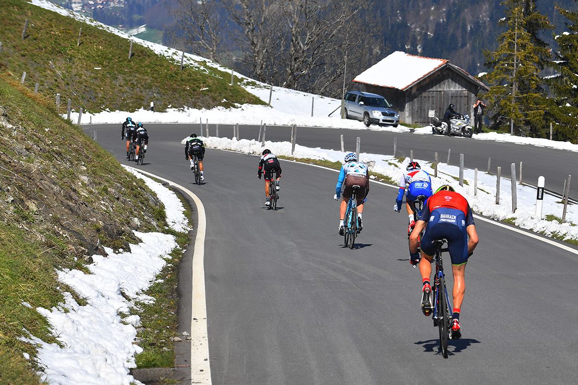 Riders trying to get away on a descent