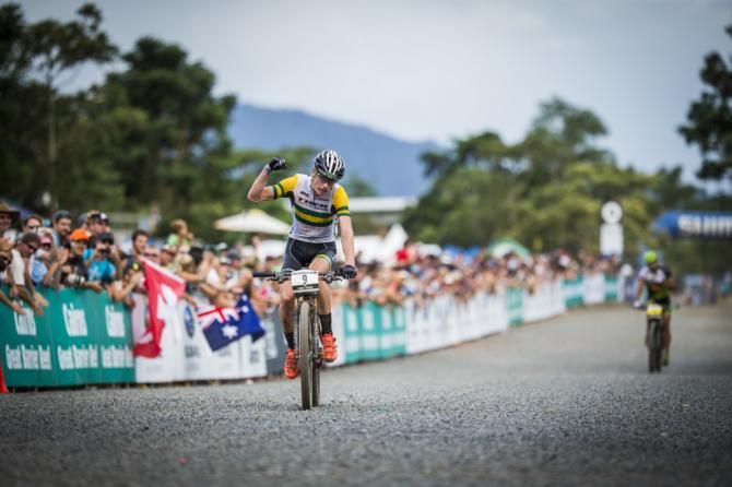 Australian champion Dan McConnell (Trek) crossing the line in fourth