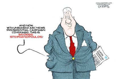 Political cartoon U.S. Media Clinton Stephanopoulos
