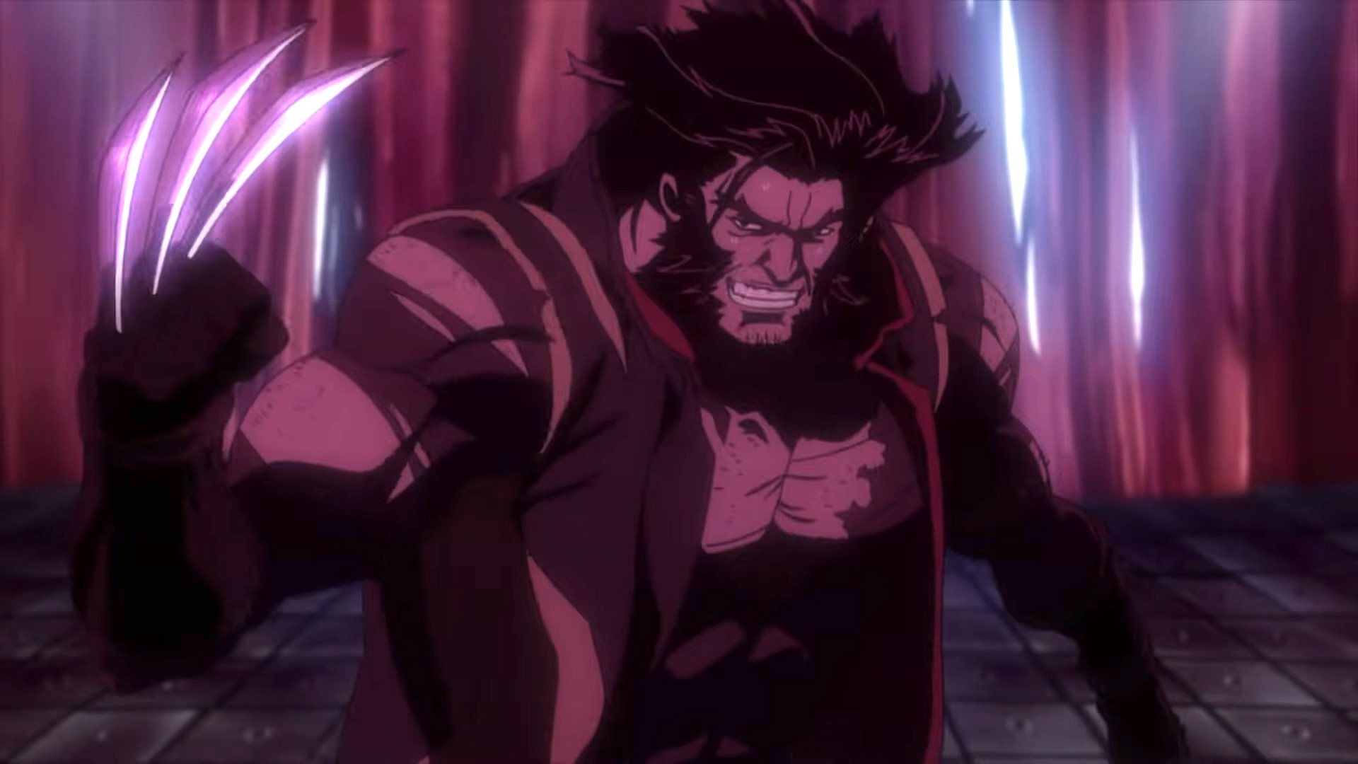 Logan getting his claws out during episode 11 of the action anime X-Men from 2011.