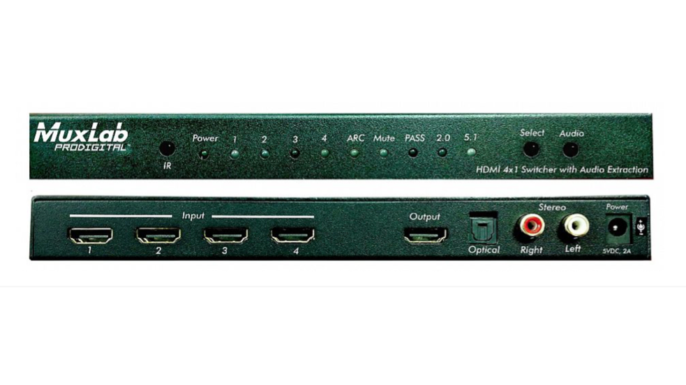 MuxLab Shipping 4K60 HDMI 4x1 Switcher With Audio Extraction