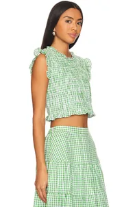 Revolve Two-Piece Set In Gingham Mint 