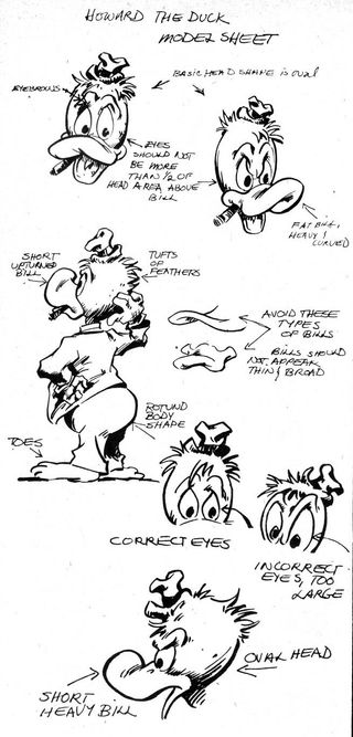 The Disney-approved Howard the Duck model sheet from 1980's Howard the Duck Magazine #8