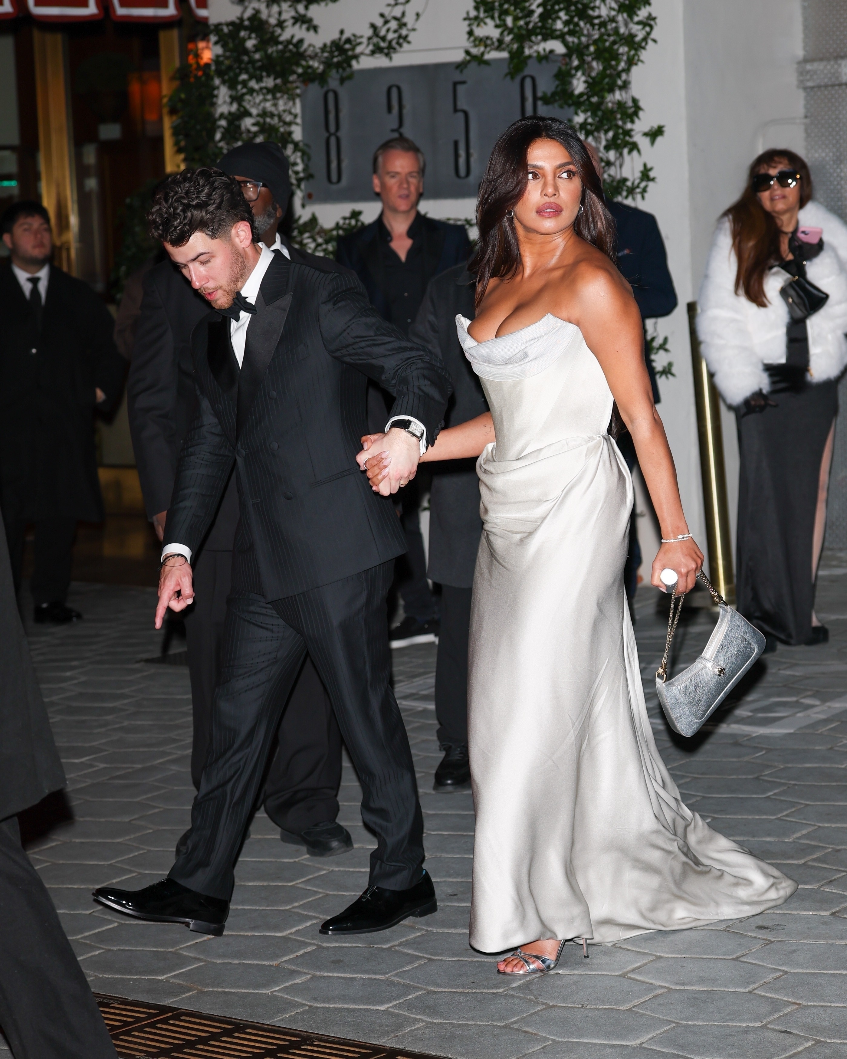 Priyanka Chopra arrived at a 2026 Golden Globes after party in a corseted silver gown
