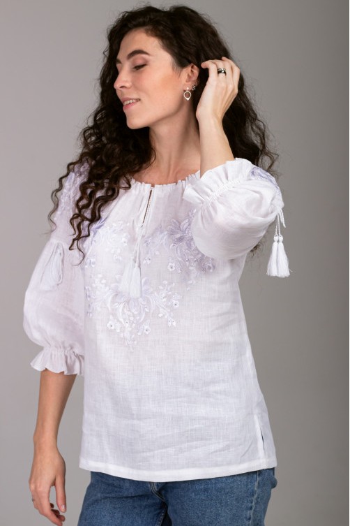 Ukrainian vyshvyanka in all white