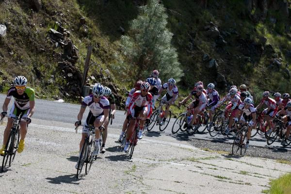 The climb to the KOM begins where the smooth pavement ends.