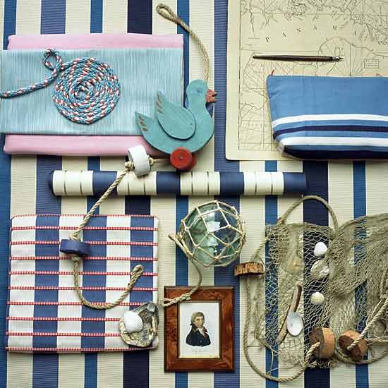 moodboard with white and blue strips