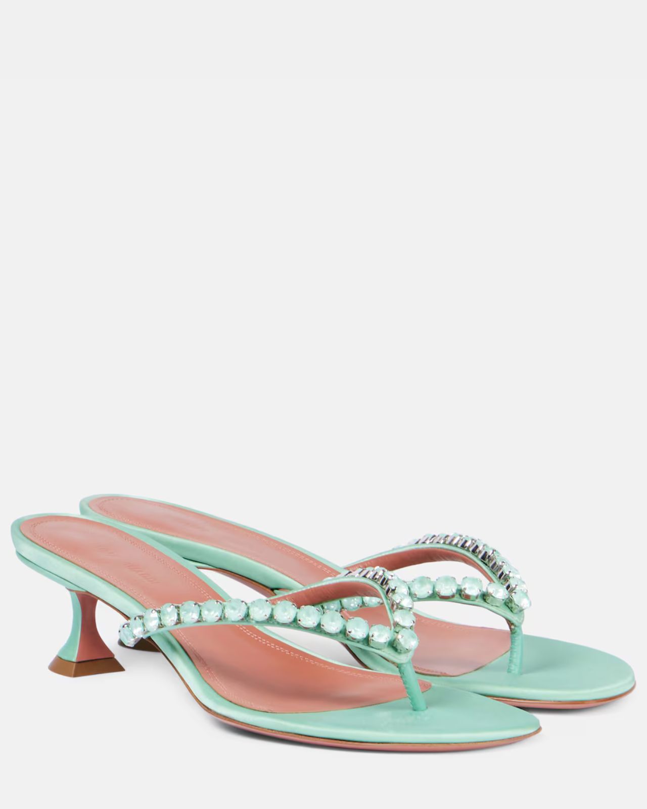 Amina Muaddi Gigi 45 embellished satin thong sandals