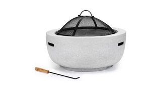 The DAWOO Fire Pit with BBQ Grill Shelf is a two-in-one log burner
