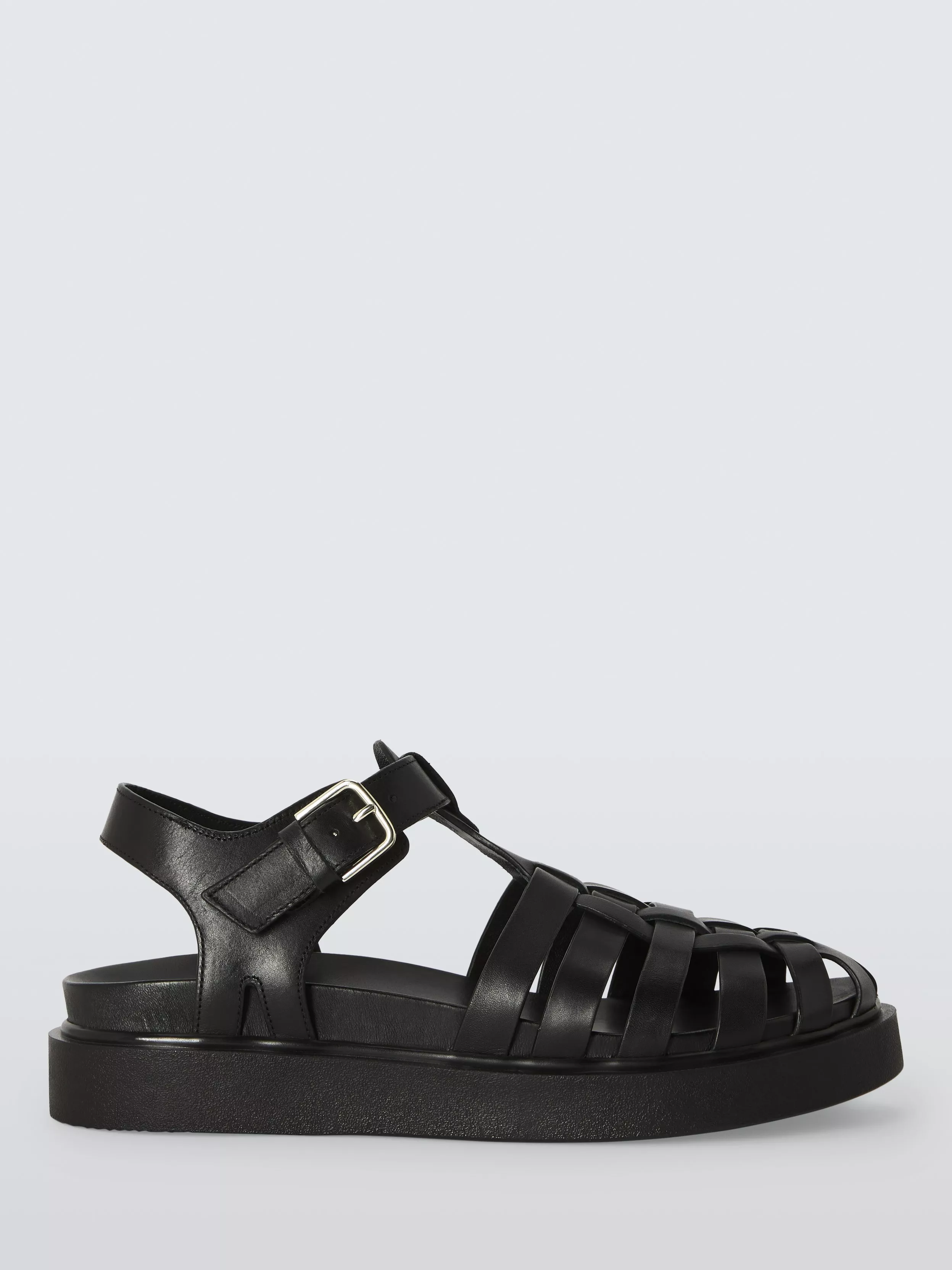 And/or Lucia Leather Flatform Closed Toe Fisherman Sandals, Black