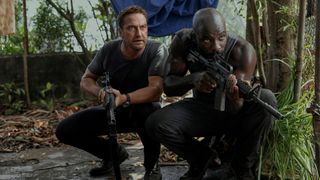Gerard Butler and Mike Colter in a scene from Plane