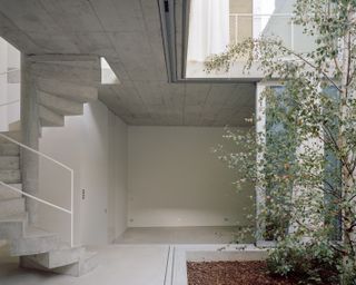 the minimalist atrium at casa costa in spain