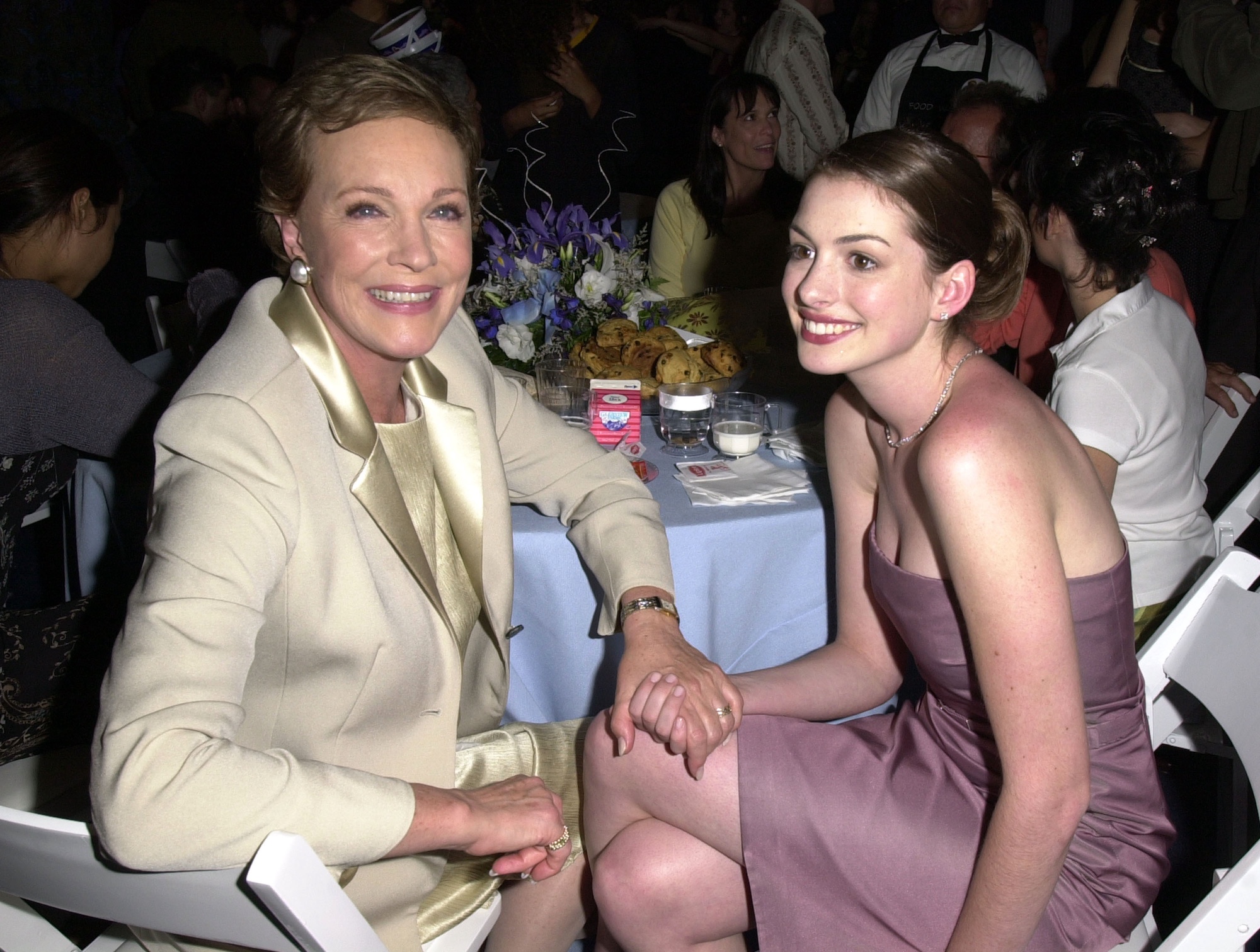 Julie Andrews &amp;amp; Anne Hathaway during The Princess Diaries Premiere After Party at El Capitan Theatre in Hollywood, California, United States.