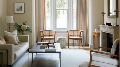 Neutral living room in elegant period London townhouse 